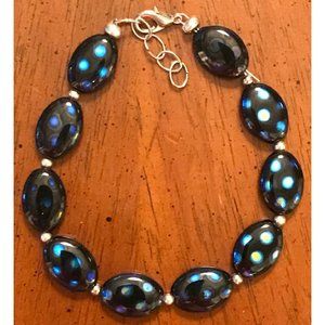 Black Czech Glass Spotted Bead Bracelet